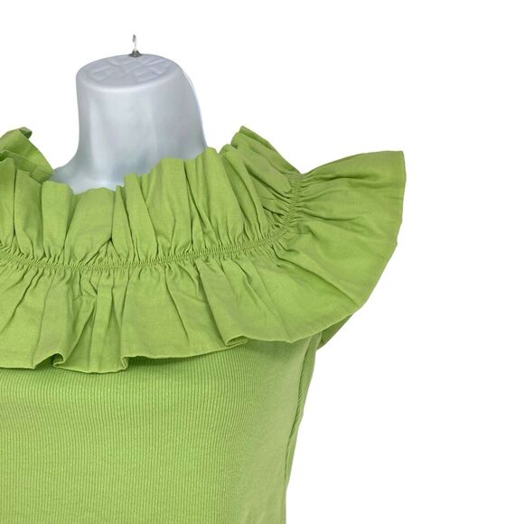 ZARA Green Ruffle Summer Statement Top‎ Size Small L Halter Beautiful - Picture 2 of 9